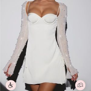 Oh Polly Long Sleeve Embellished A-line Mini Dress
